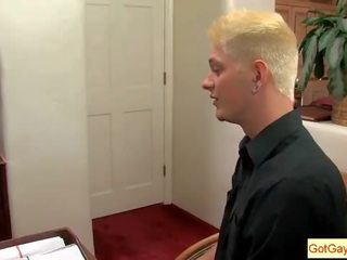 Blond buddy sucking his boss for pay raise